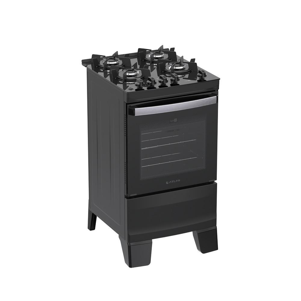 Fogão 4 Bocas Agile Glass Preto Atlas - Bivolt
