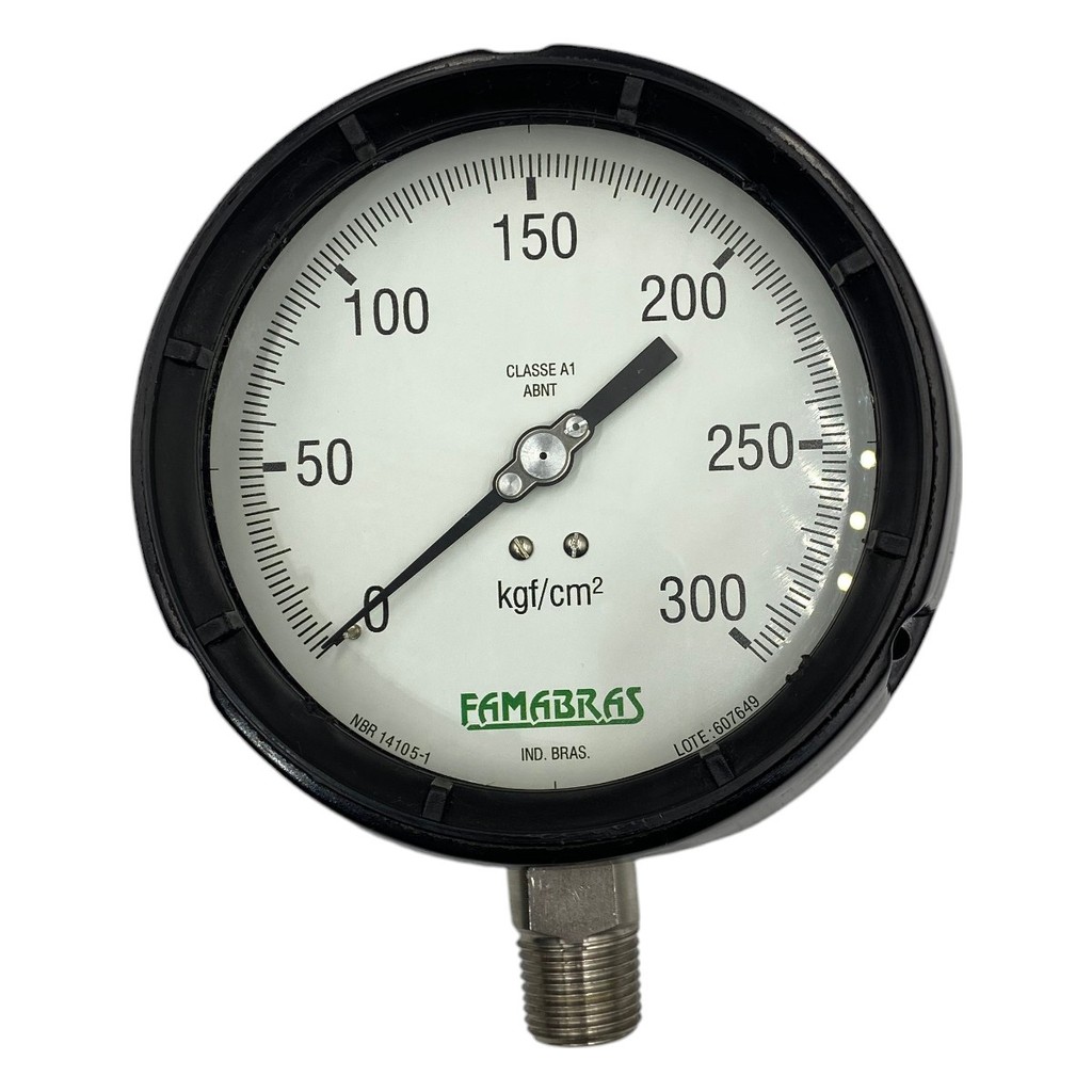 Manômetro Famabras DN 106mm 0 a 300kgf/cm² 1/2NPT