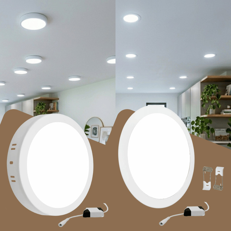 Kit 2 Painel Plafon Led 25w Embutir Redondo Branco Frio 6000k a 6500k Sobrepor Bivolt