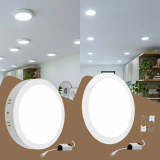 Kit 2 Painel Plafon Led 25w Embutir Redondo Branco Frio 6000k a 6500k Sobrepor Bivolt