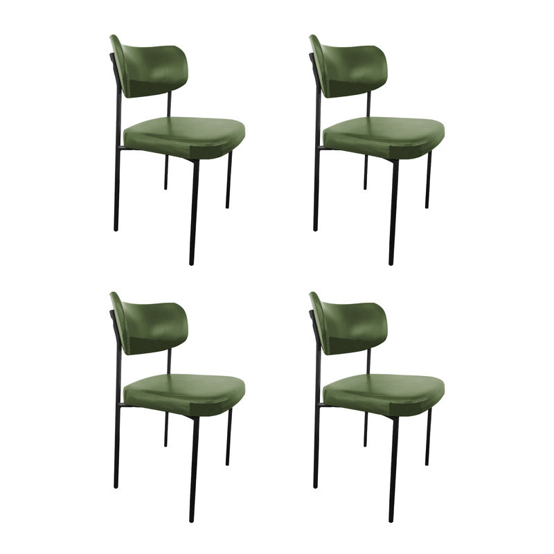 Kit 4 Cadeira de Jantar Mila Estofada Sala Mesa de Jantar Gourmet Linho Verde