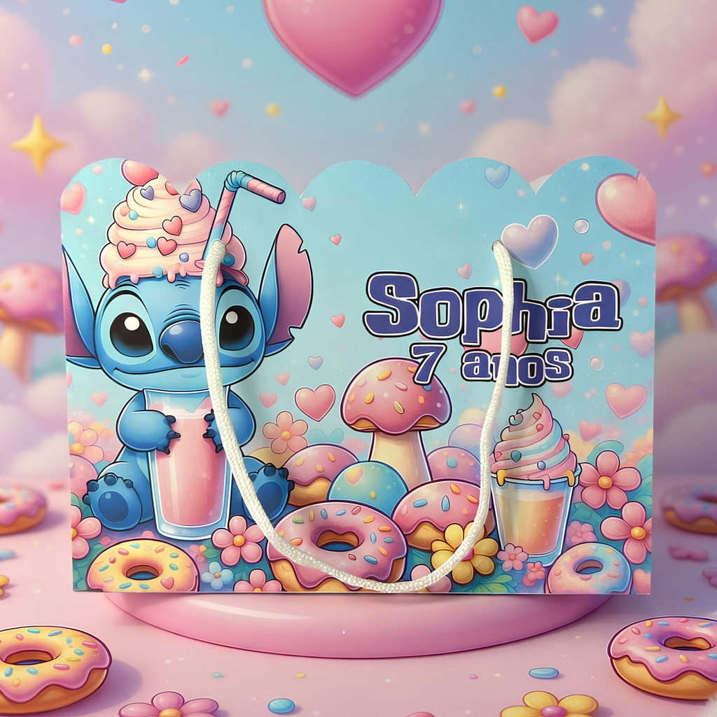 Kit Sacolinha Personalizada Stitch e Angel Kit Festa Infantil Lembrancinha Papelaria Criativa