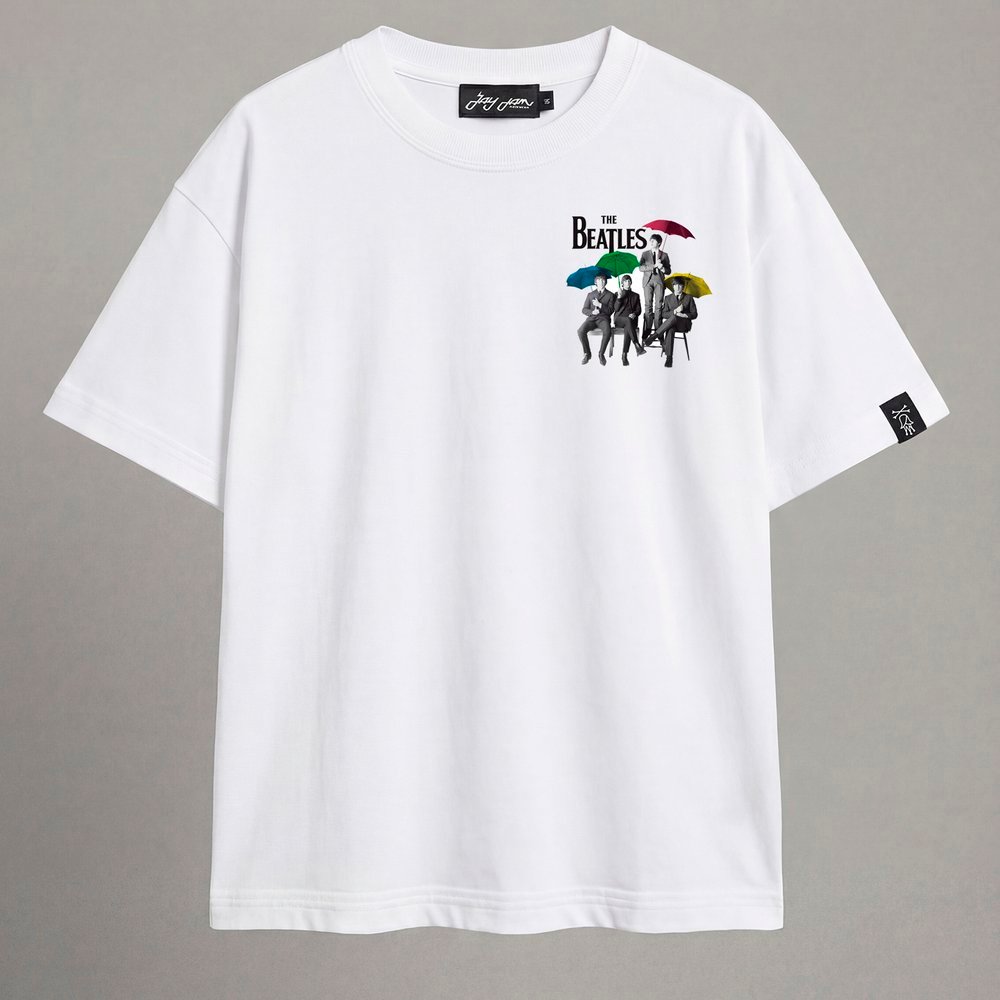 Camiseta Oversized Masculina Streetwear The Beatles Umbrella Branca - JayJam Rockw