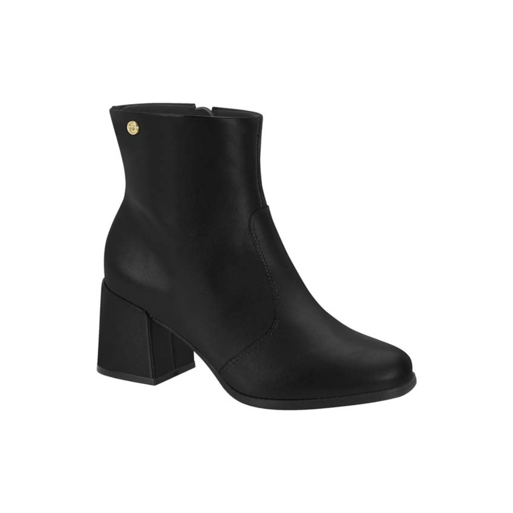 Bota Feminina Moleca Ultraconforto Cano Curto Salto Médio Preto