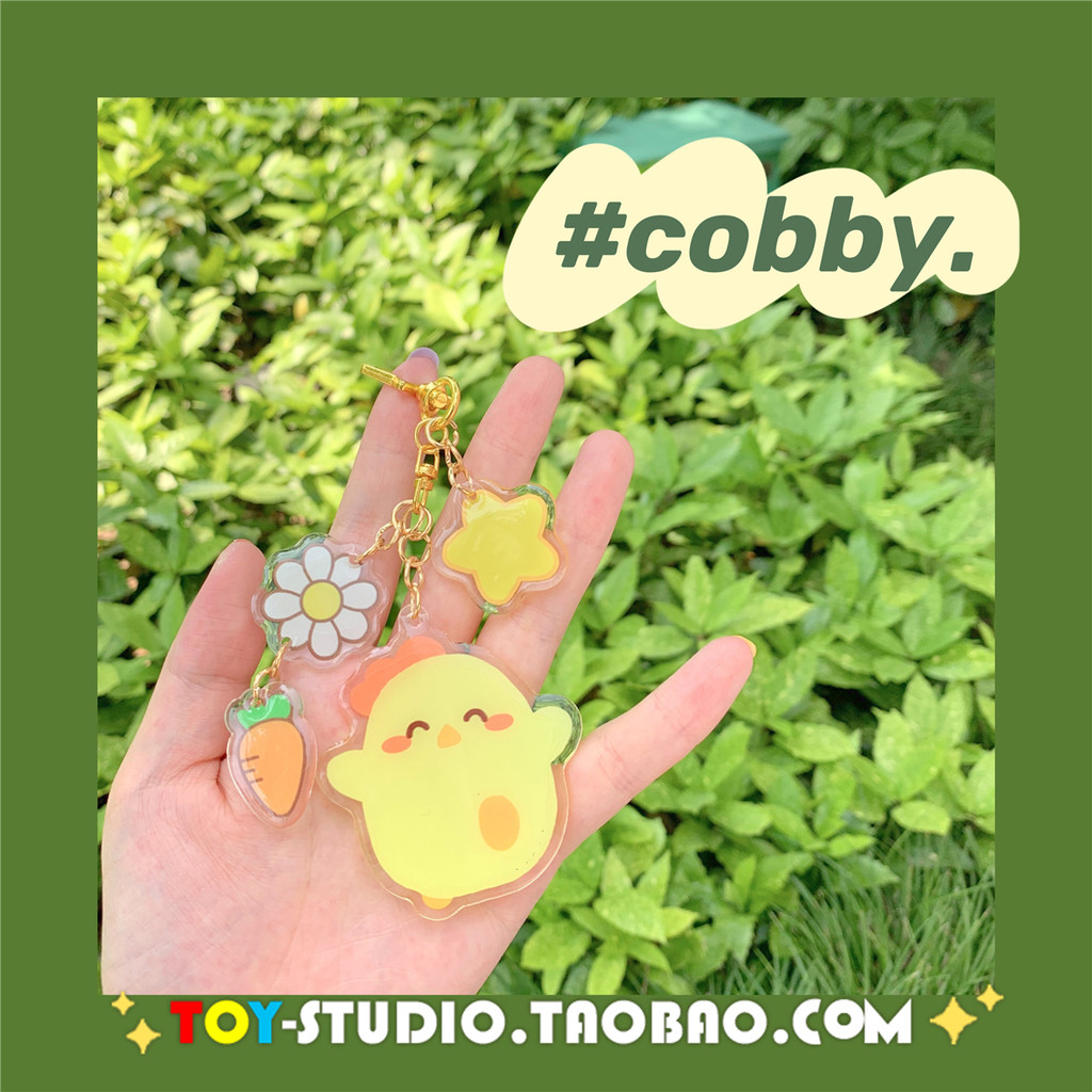TOY STUDIO Original bobby Chick Chaveiro Bonito Desenho Animado Epóxi Acrílico Pingente Presente para Menina
