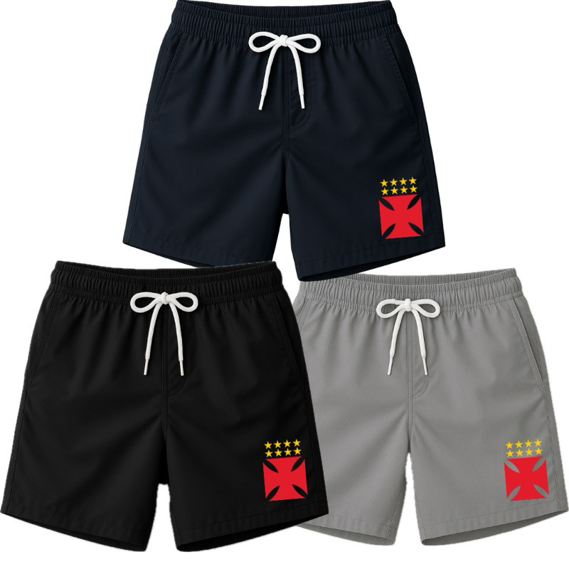 Short tactel elastano torcedor Vasco Bermuda masculina torcida.