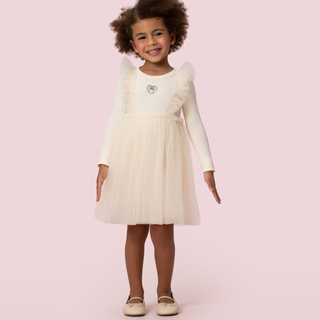 Vestido Infantil inverno Petit Cherie Tule Off White Festa