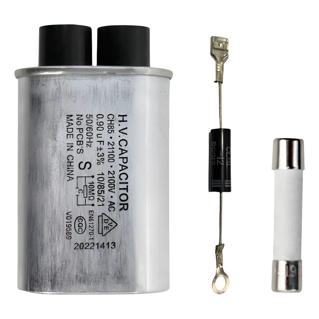 Kit Capacitor Alta Tensão Microondas 0.90uf +fusivel+diodo