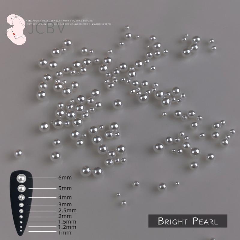 [JCBV] 300-5000 Pçs/Saco Pérolas Branco Puro Contas De Unhas Strass Redondo 1-6MM Tamanho Misto De Alto Brilho Para Deco