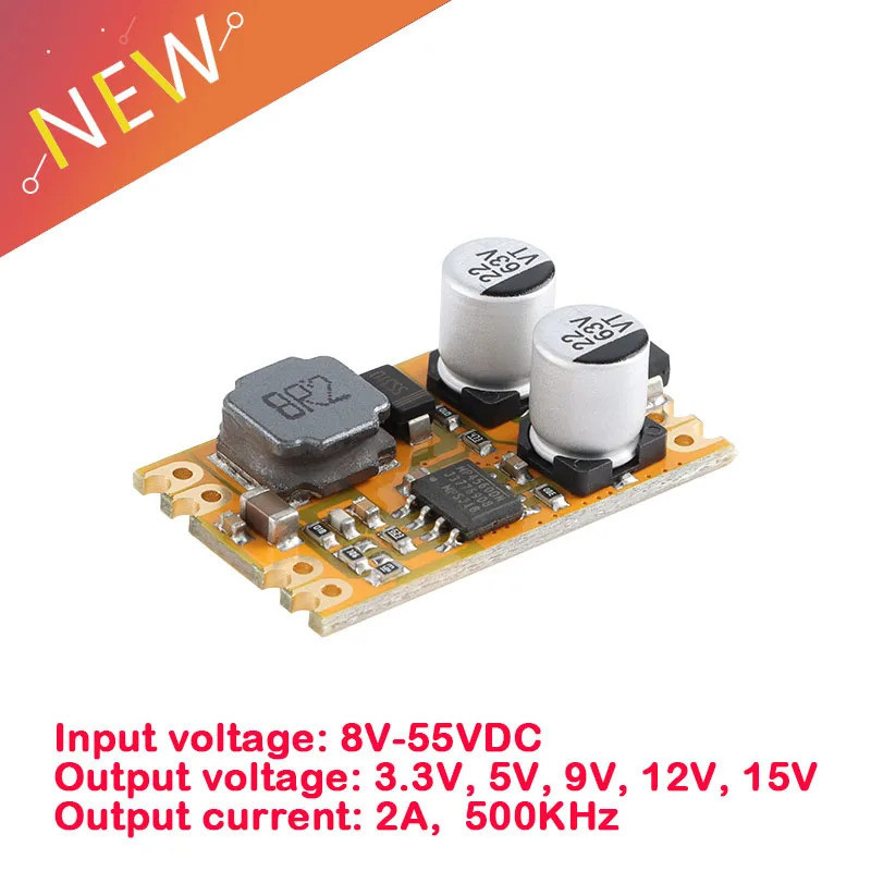 DC-Step Down Buck Módulo De Fonte De Alimentação Entrada 8-55V A 3.3V/5V/9V/12V/15V/24V Saída 2A Placa De Circuito De Al