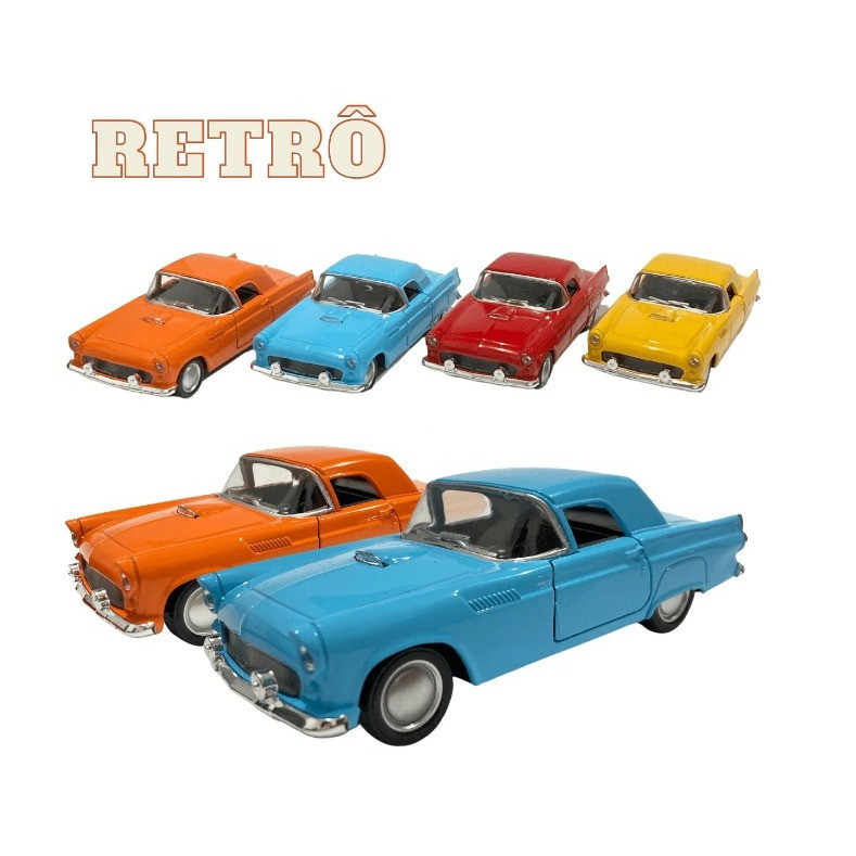 Miniatura Carro Retrô  Carrinho Antigo de Metal Ford Thunderbird Vermelho 1955