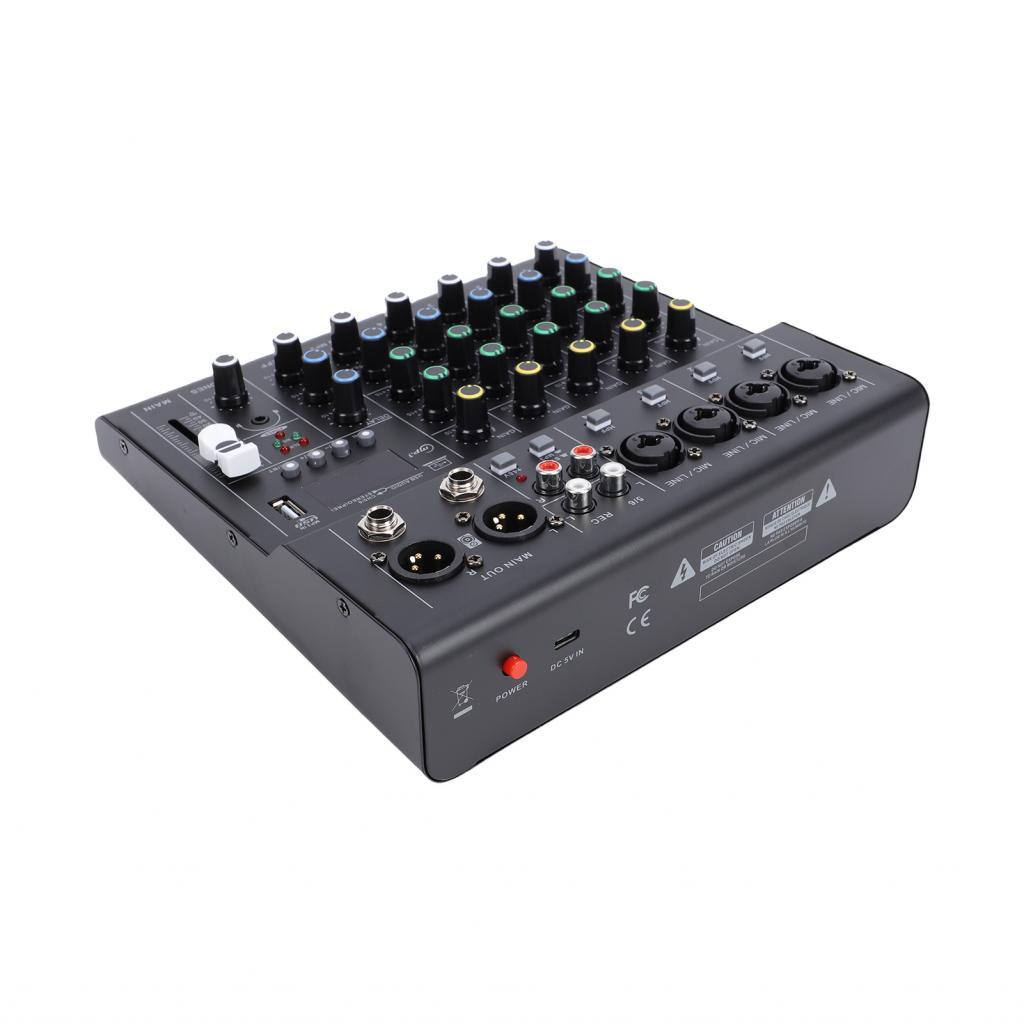 oops_shop.br Mini Mixer de som DJ Controller de 6 canais com BT MP3 Player 48V Phantom Power Amplificador de guitarra