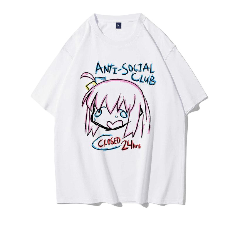 Bocchi The Rock Anti Social Club Camiseta Hitori Gotoh Meme Anime Gráfico Streetwear Oversi