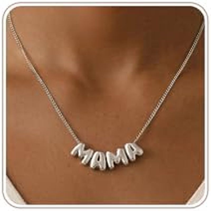 SLOONG Mama Necklace Letter Necklace 18K Gold Plated Dainty Mother and Daughter Matching Gift for New Mom Boyfriends Mom