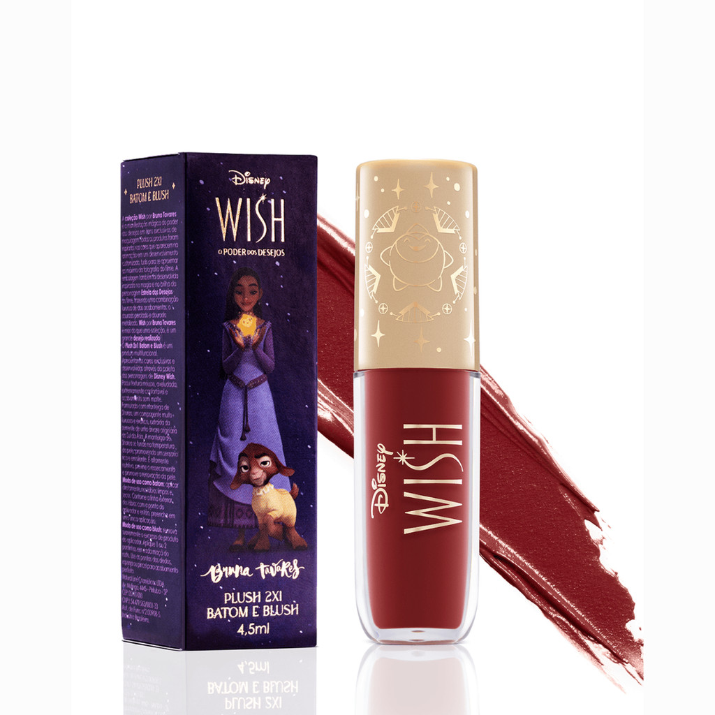 Batom e Blush Bruna Tavares Disney Wish Plush 2x1 | Cor: Valentino (Vencimento 04/2027)