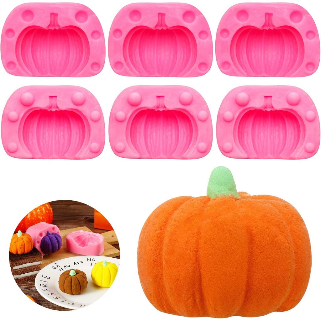Moldes de Silicone 3D em Forma de Abóbora Patelai, Mini 6 Peças em Forma de Meia Abóbora, Fácil de Desenformar, Molde pa