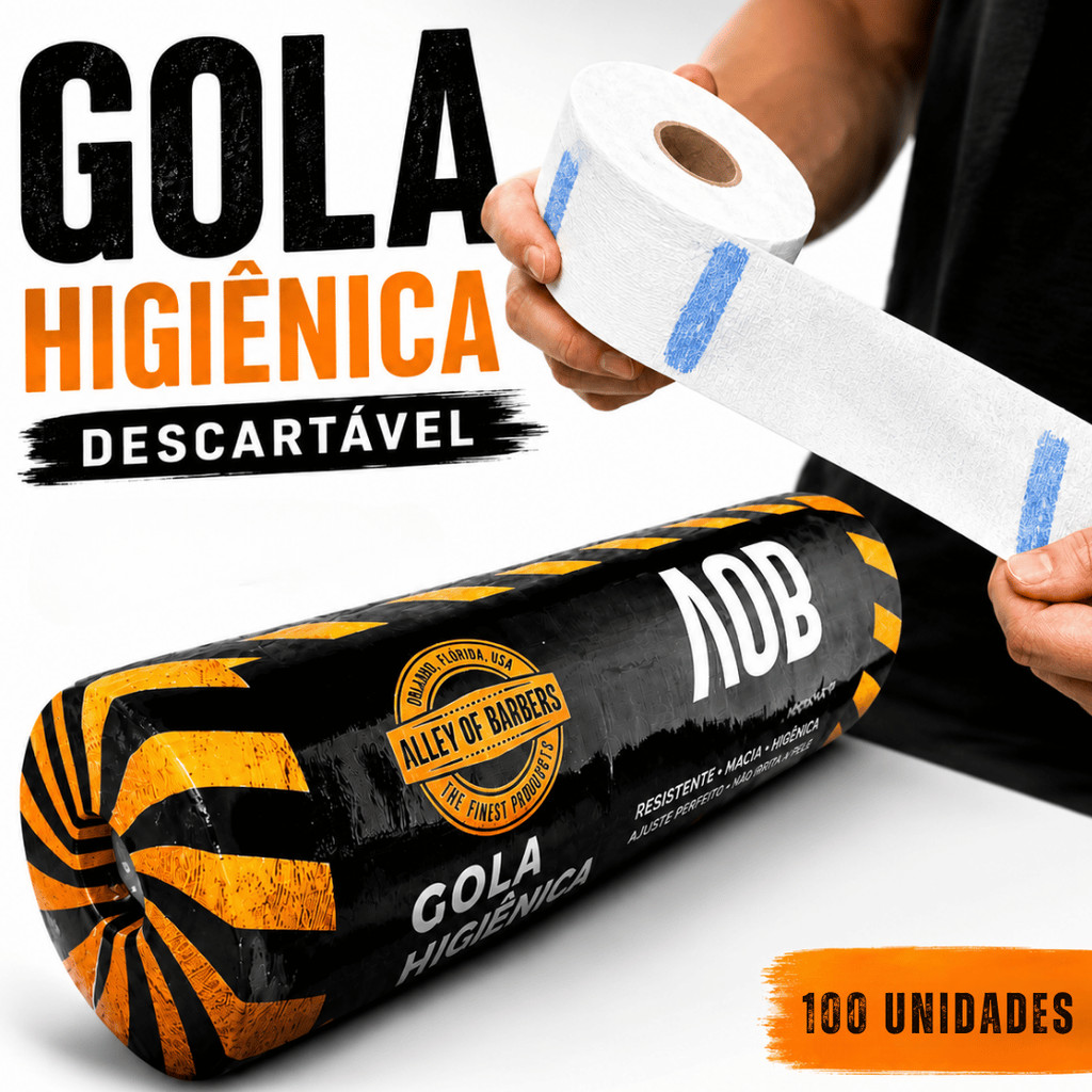 GOLA HIGIÊNICA - PCT COM 5 ROLOS 500 UN. ALLEY OF BARBERS - PRONTA ENTREGA