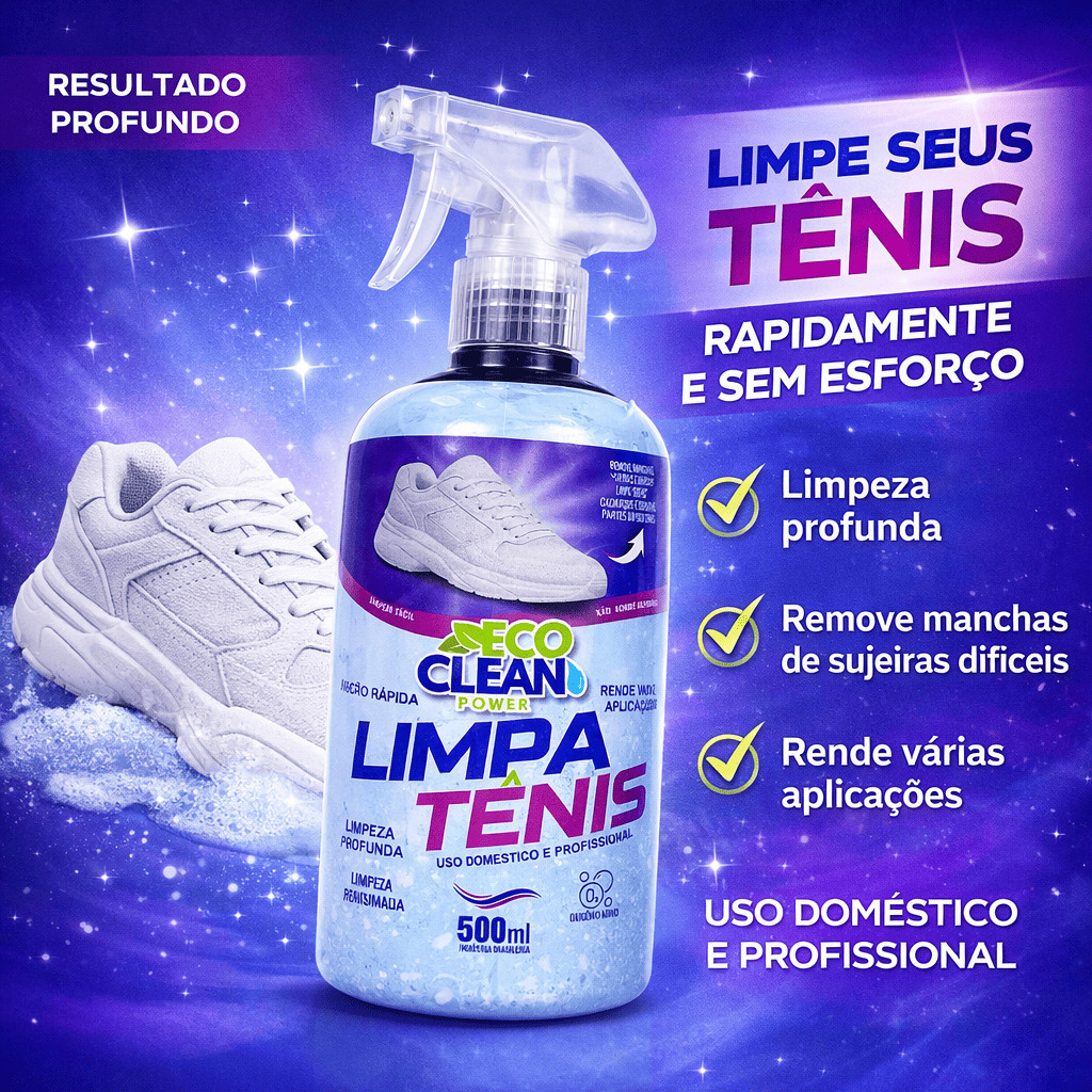 Limpa Tênis Power Spray Eco Clean Limpeza Profunda 500ml