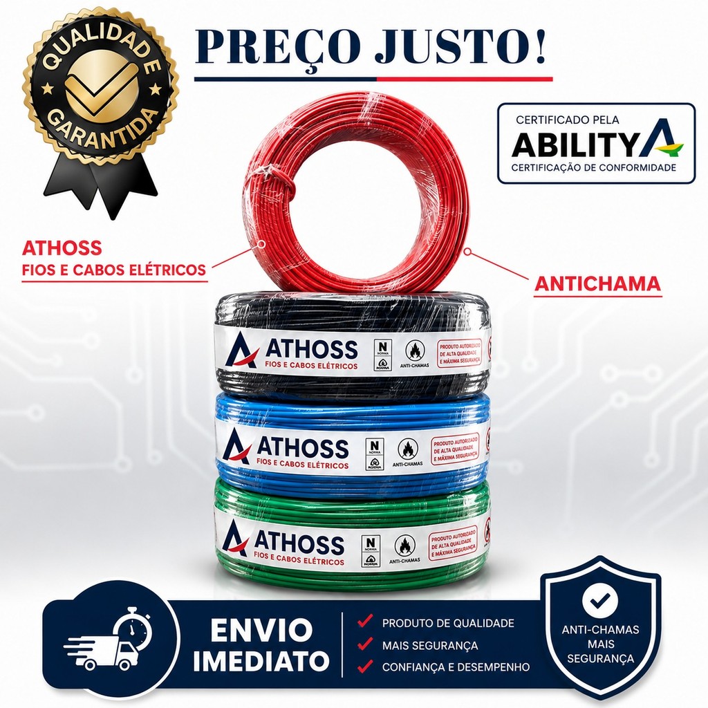 Cabo Flexivel Fio 1x2,5mm Rolo de 100metros  - certificado pela ability