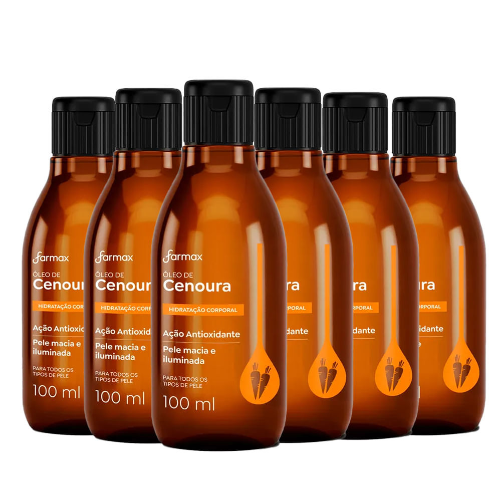 Kit Óleo Capilar e Corporal Farmax Cenoura 100ml 6 Unidades