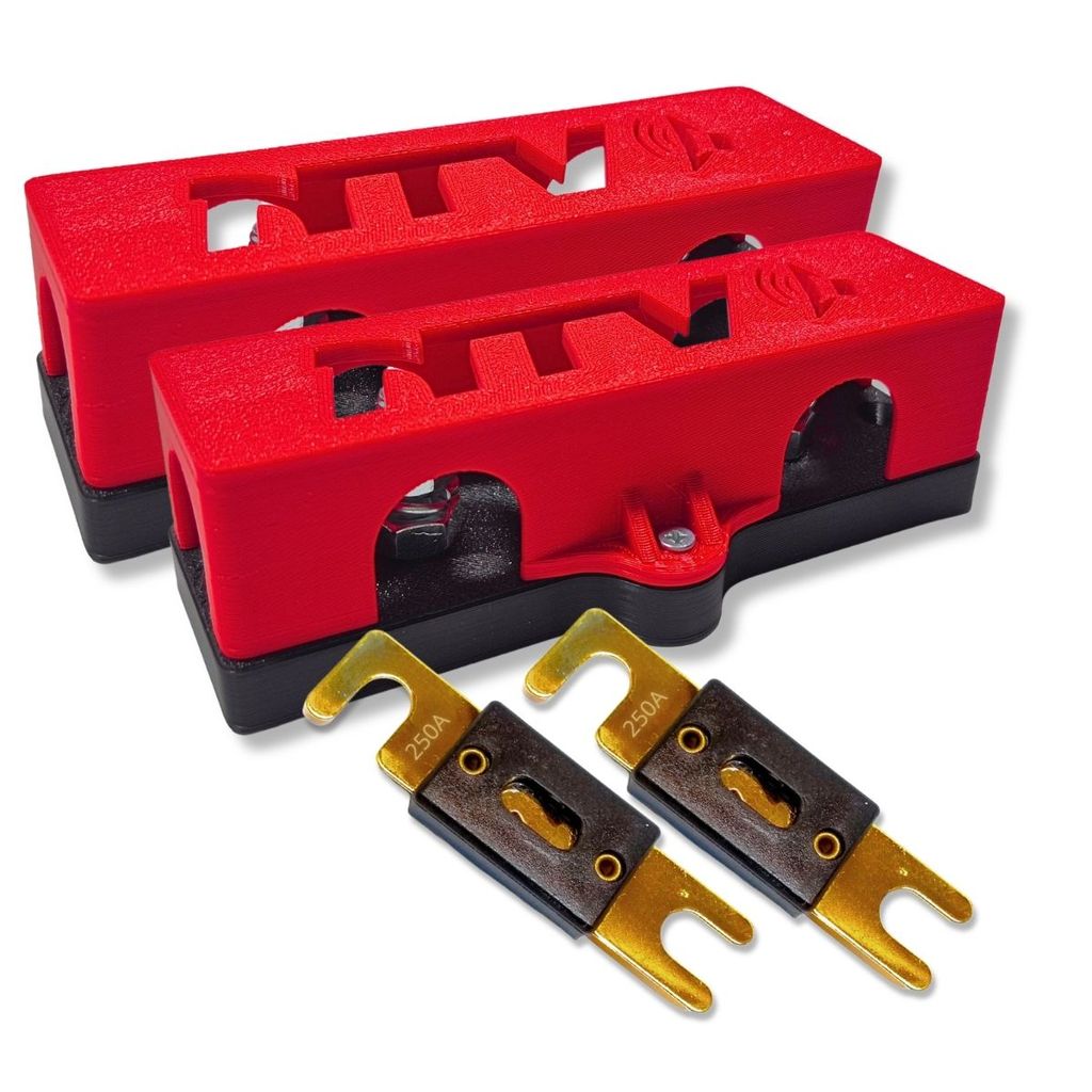 02 PORTA FUSIVEL FACA GRANDE ANL 3 VIAS + 02 FUSIVEIS 250A SOM AUTOMOTIVO