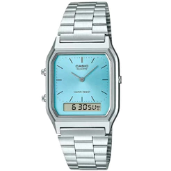 RELÓGIO CASIO UNISSEX RETANGULAR AZUL TIFANY AQ-230A-2A1MQYDF