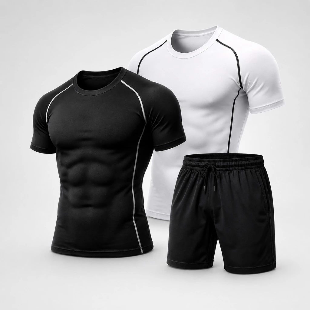 Kit Camisa de Compressão + Short Dri-fit Masculino Camiseta Academia Treino Corrida — imagem 1