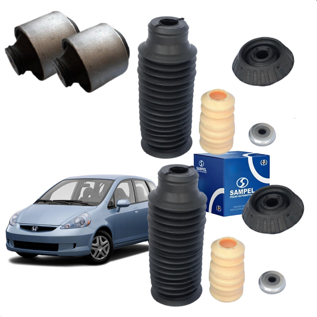 Kit Coxim Batente Amortecedor Fit 2003 até 2008 + Buchas do Eixo Traseiro
