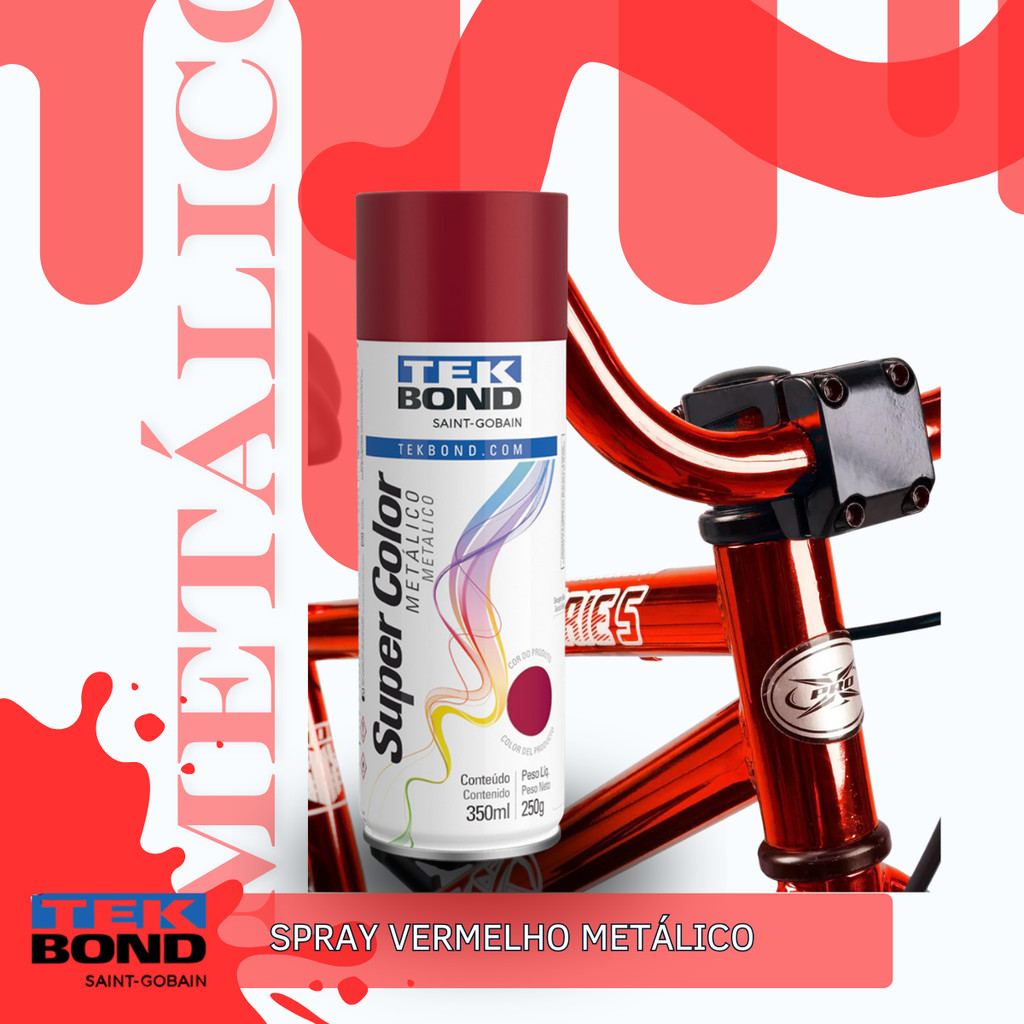 Imagem Tinta Spray Vermelho Metálico 350ml/250g TekBond