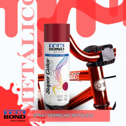 Tinta Spray Aerossol Tekbond Metálica Super Color Vermelho Metálico 350ml / 250g