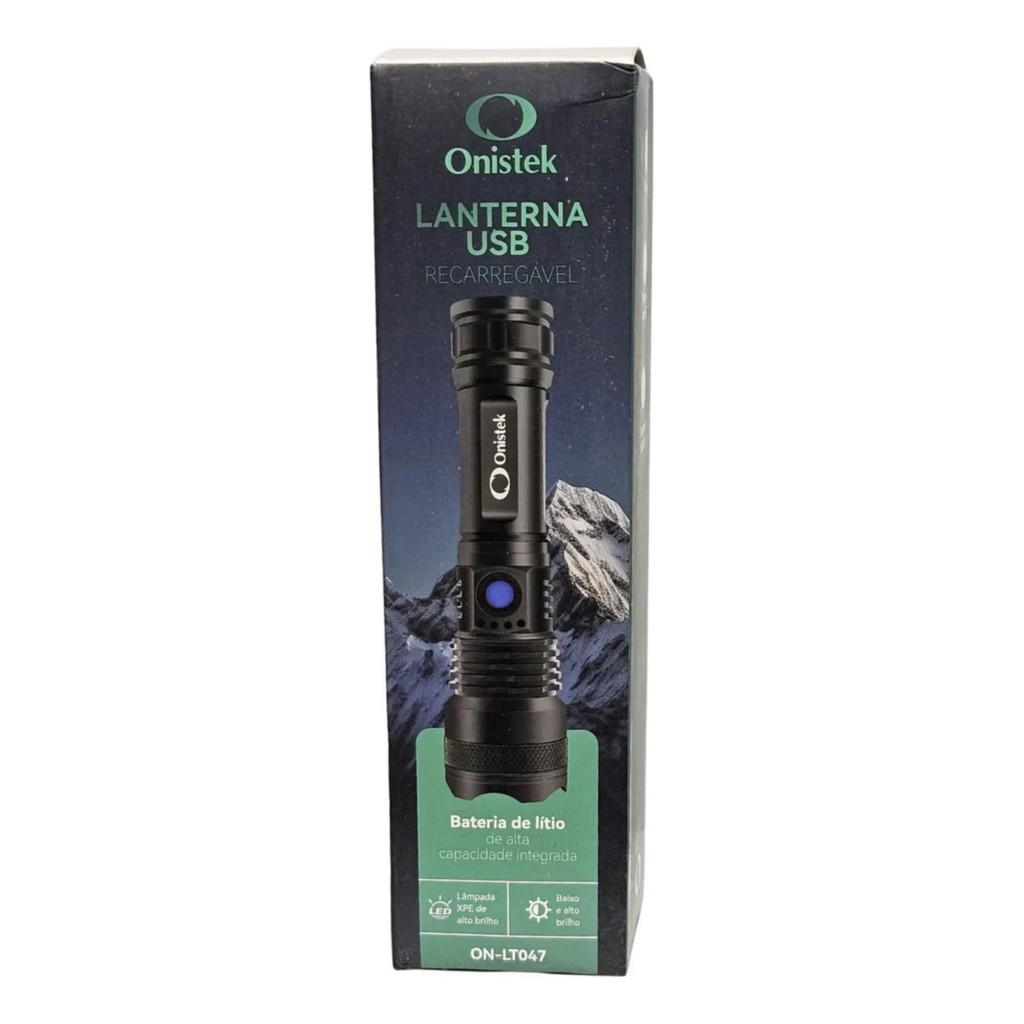 Lanterna Tática Usb Recarregável Onistek Exploração Aventura