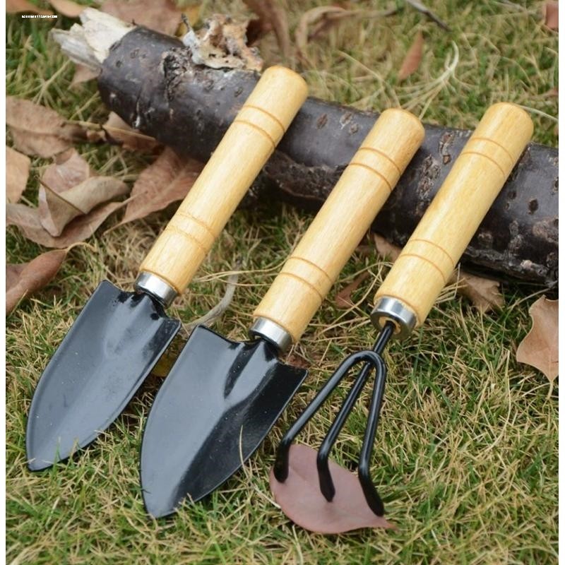 Aço inoxidável Mini suculenta vaso planta pá pequeno conjunto de três peças plantio flores flores jardinagem doméstica c
