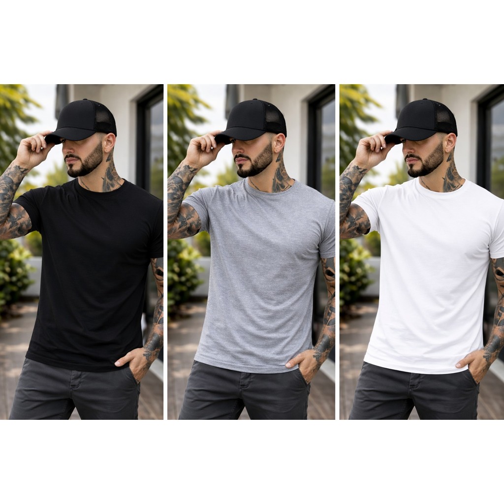 Camiseta + Boné modelo trucker Camisa 100% Algodão Kit em Promoção Super Promoção Envio Imediato