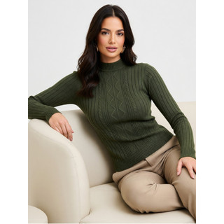 Blusa Feminina de Frio Modal Tricot Canelado Manga Longa Casual