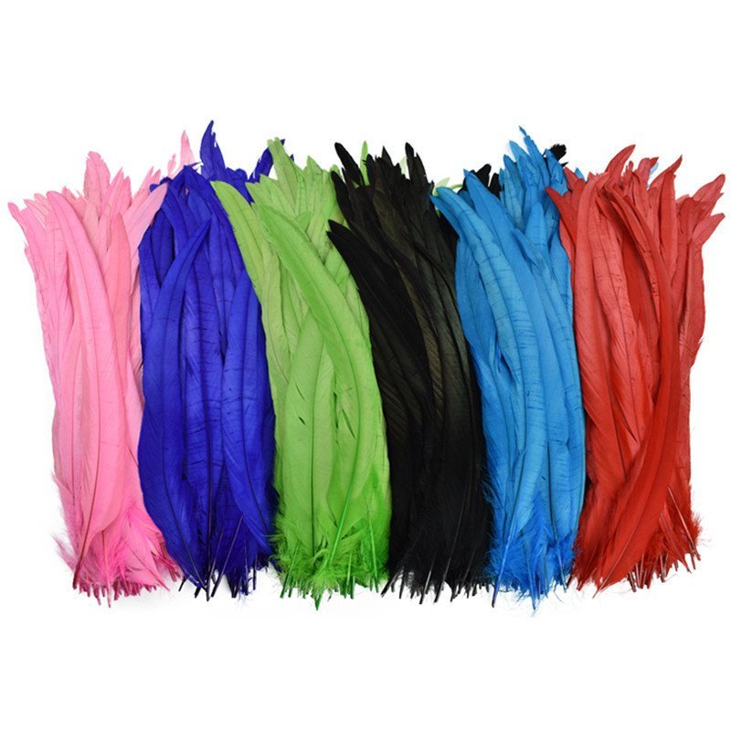 50 peças/lote de penas de galo coloridas para artesanato, comprimento 25-30 cm (10-12 polegadas), pretas, adequadas para