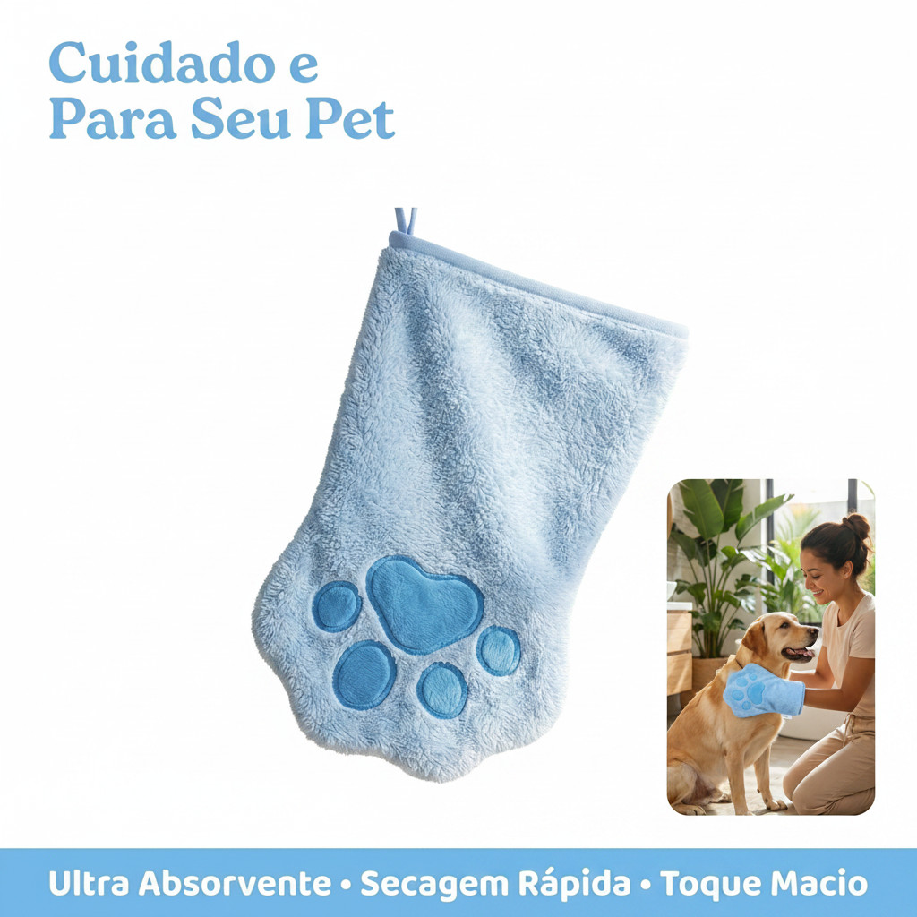 Luvas de toalha para animais de estimação, secagem rápida, absorvente, gato, multicor, toalha de banho