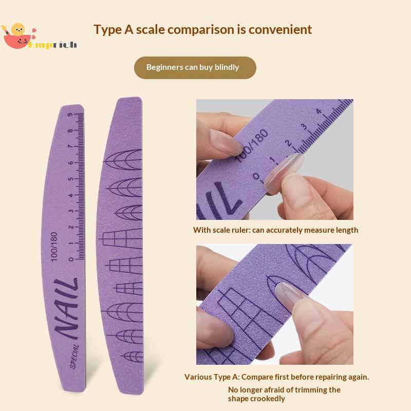 EMCH > 5 Pçs Conjunto De Arquivo De Unhas Com Escala Arte Do Prego Dupla Face 100/180 Grão Moagem Lixamento Buffer Polim