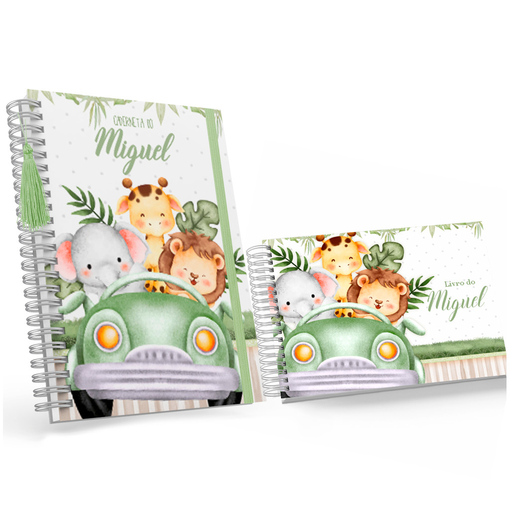 Kit Caderneta De Vacina + Livro Do Bebê Masculino  Safari 14