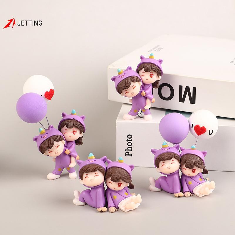 [Jetingbuy] 1 Par Bonito Criativo Dos Desenhos Animados Roxo Pijamas Casal Decoração Do Carro Ornamentos Auto Console Ce