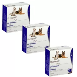 Kit 3 Vermífugo Duprantel Plus Cães Duprat 12 Comprimidos