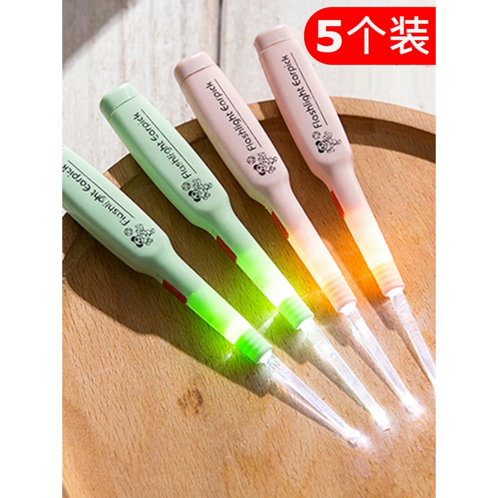 Colher de orelha luminosa colher de orelha colher de orelha com luz adulto crianças fivela colher de orelha colher de or