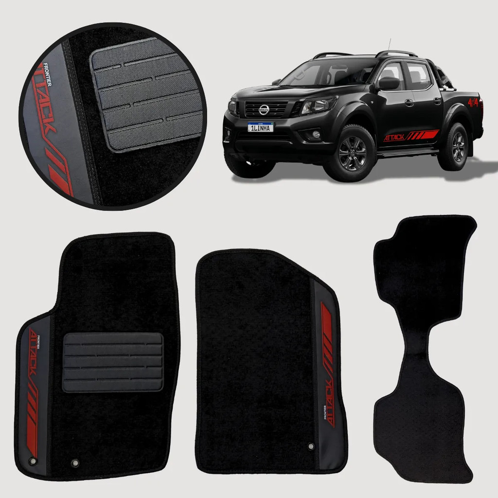 Tapete Carpete Compativel Nissan Frontier 2017 Á 2021 Preto