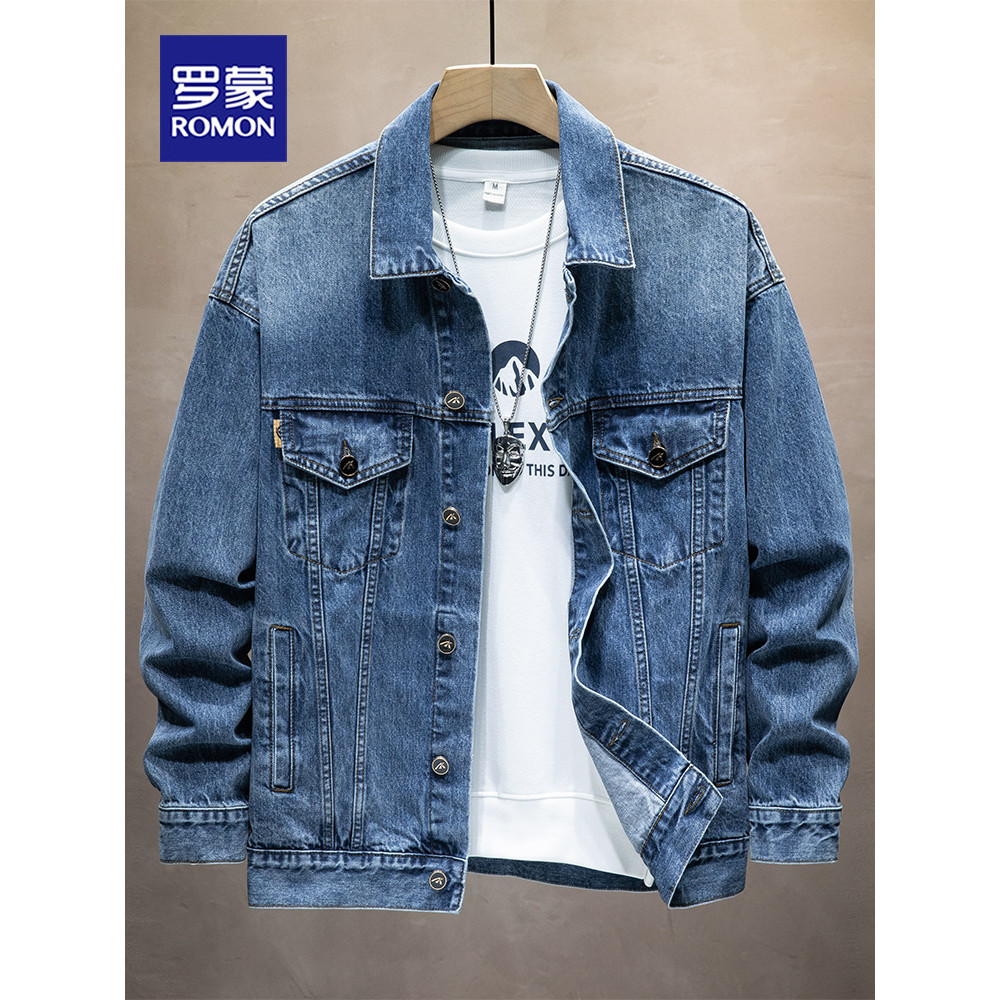 Lomon jaqueta jeans masculina primavera outono Retro ferramentas Casual jaqueta curta masculina Street Wear All-Match la