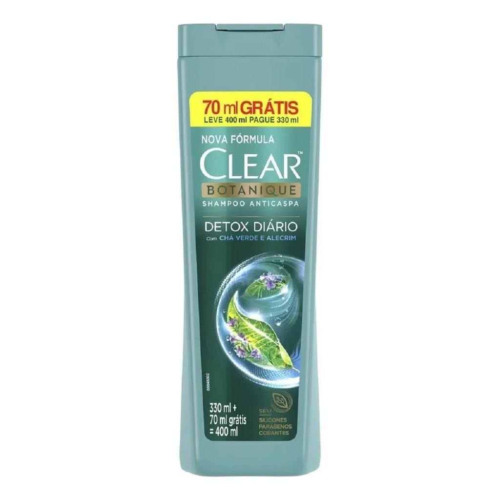 Shampoo Clear Botanique Anticaspa Detox Diário 400ml Leve 400 Pague 330