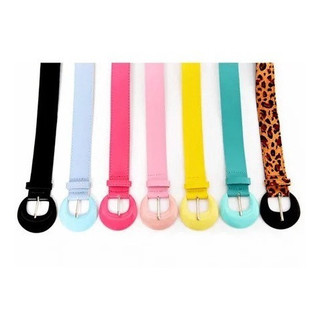 Cinto Em Couro Coloridos Fivela Meia Lua Plus Size 1,45cm