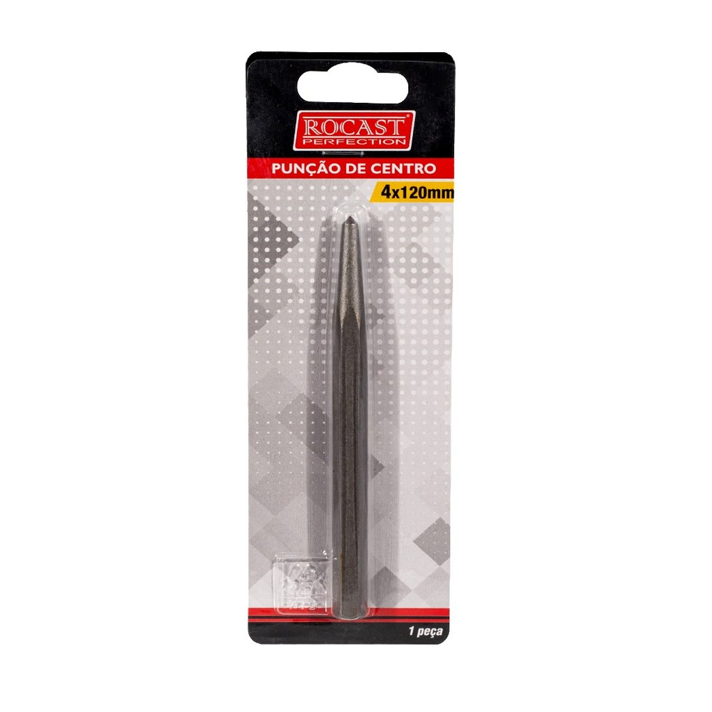 PUNÇÃO DE CENTRO 4X120MM PARA MARCAÇÃO EM METAL FERRAMENTA PRECISA PARA FURAÇÃO PROFISSIONAL 481,0003 ROCAST - AMATOOLS