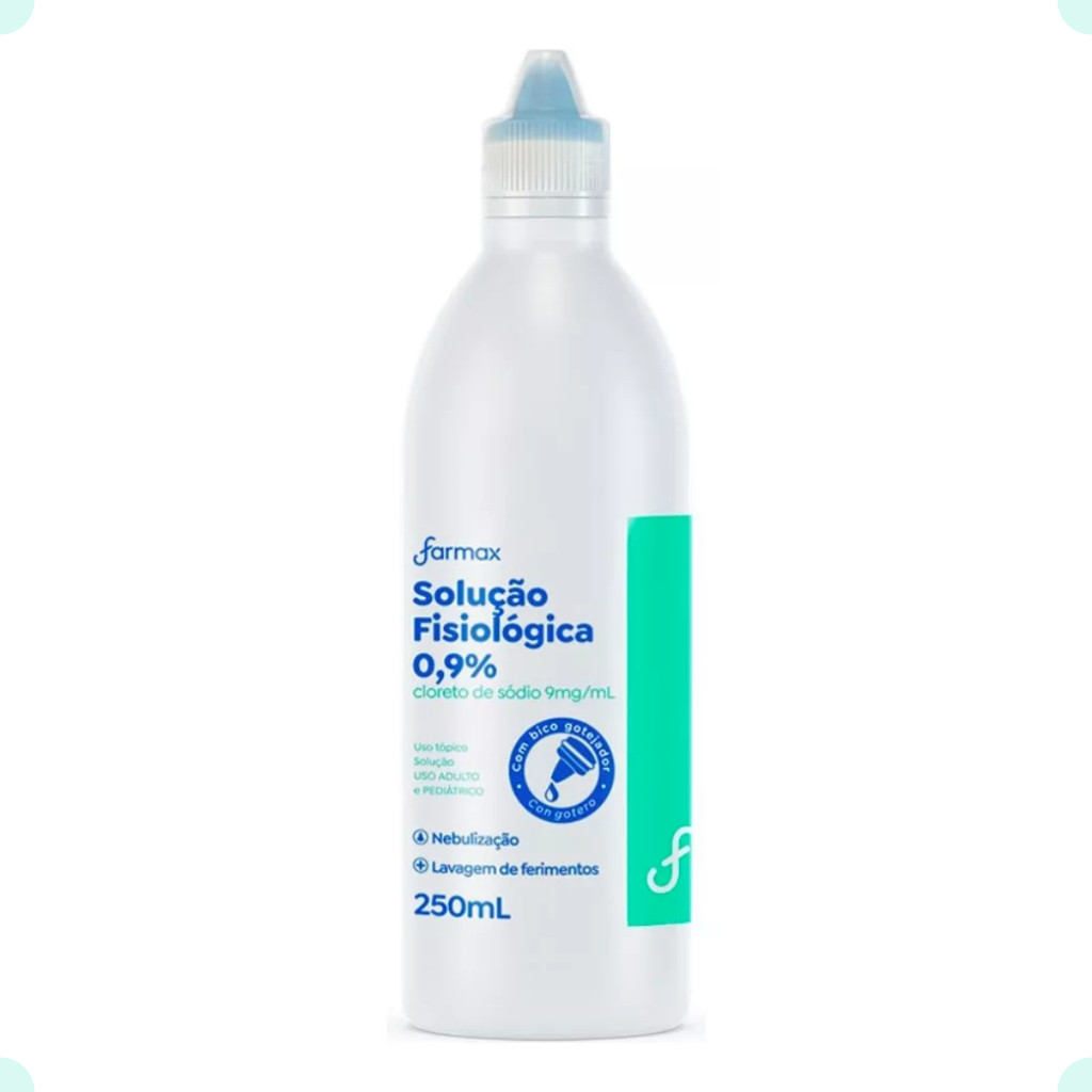 Soro Fisiológico Farmax 0,9% 250ml Lavagem Ferimentos Lentes de Contato Nebulização