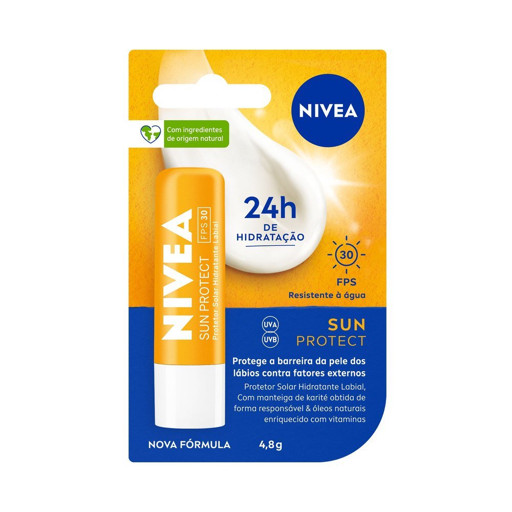 Protetor Solar Labial Nivea Sun Protect Alta Proteção FPS 30 Hidratante 4,8g