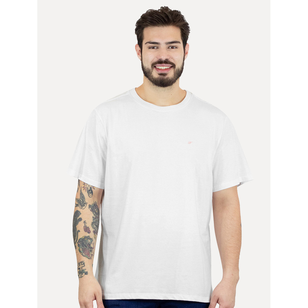 Camiseta Ellus Masculina Cotton Fine Easa Duocolor Branca