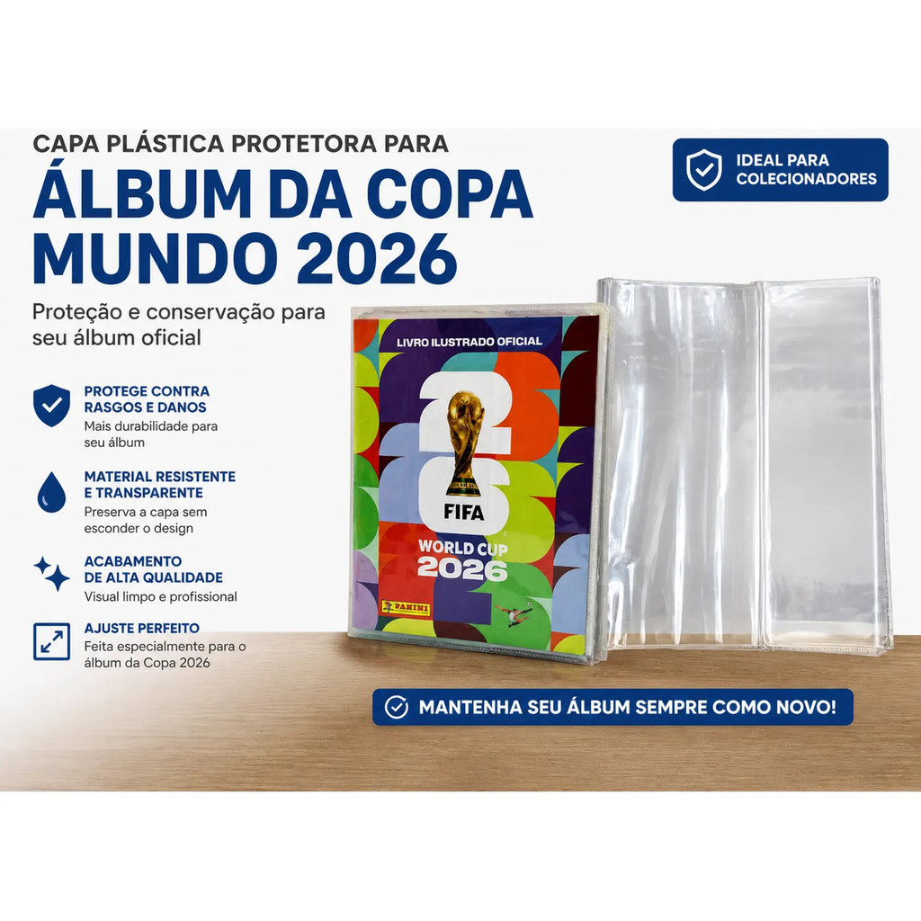 Capa Protetora Para D Álbum Copa Do Mundo 2026 Transparente